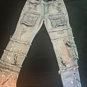 Distressed Gray Men's Straight Jeans